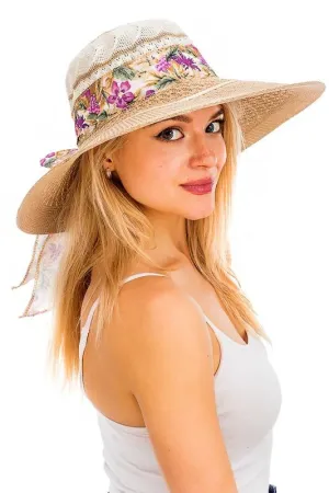 Wide brim toyo beach straw sun hat for women