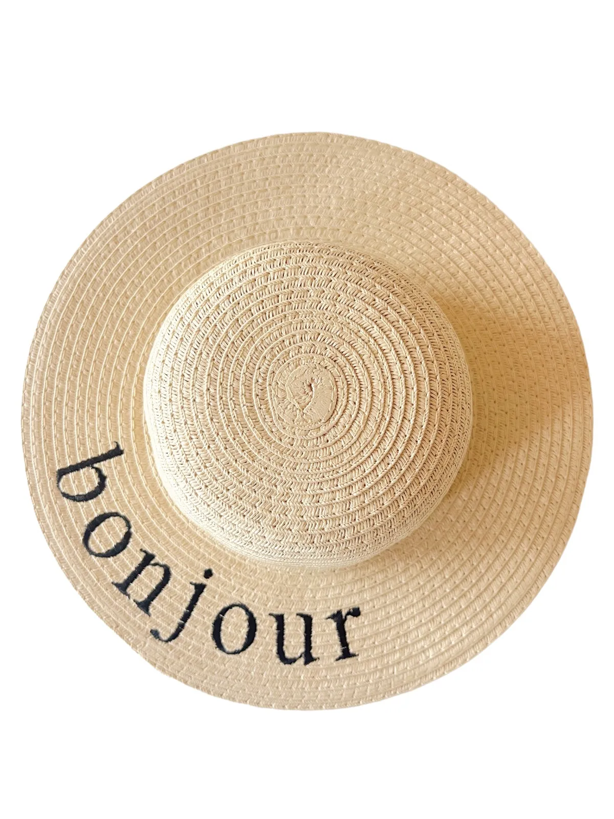 Wide Brim Woven Sunhat, Bonjour