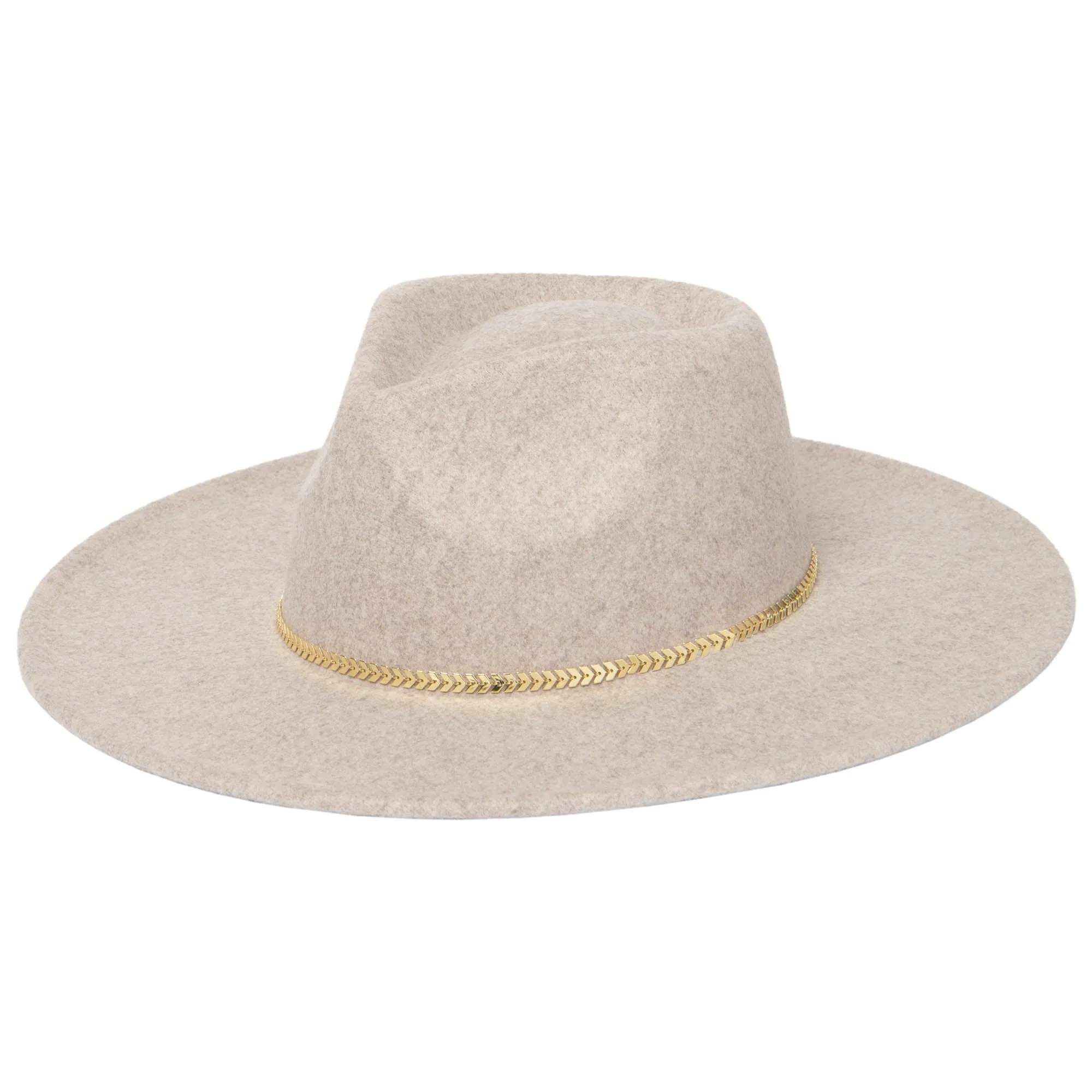 Women's Fedora with Chevron Gold Chain Trim