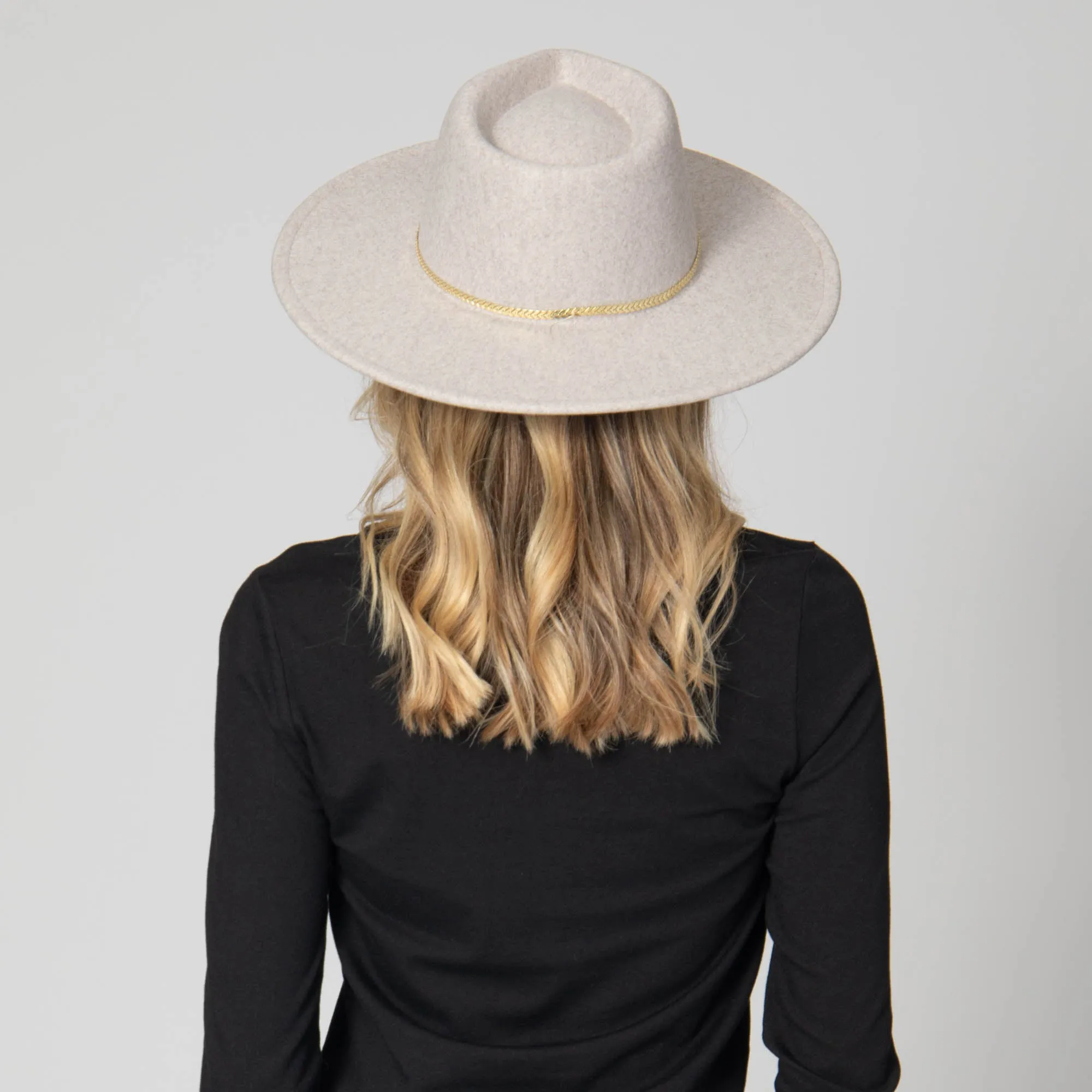Women's Fedora with Chevron Gold Chain Trim